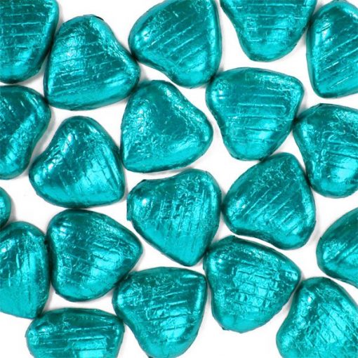 Turquoise Foil Chocolate Hearts