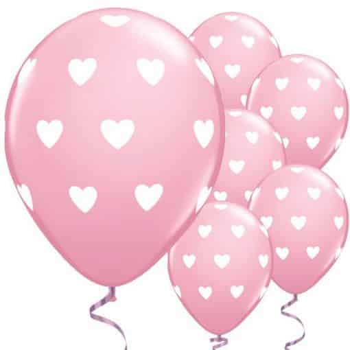 Big Pink Hearts Printed Latex Balloons