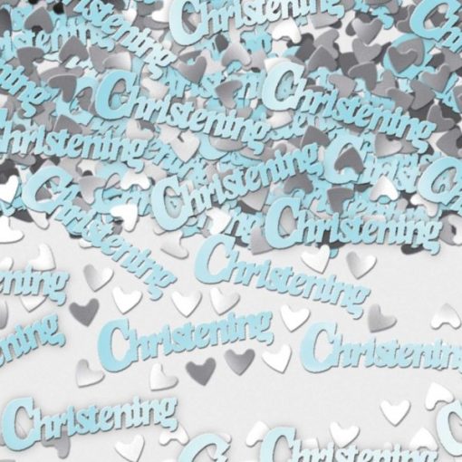 Christening Table/Invite Blue Confetti