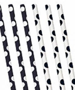 Black Polka Dot Paper Straws