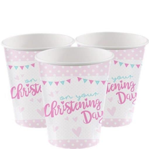 Christening Day Pink Paper Party Cups