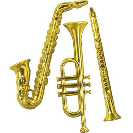 Gold Plastic Musical Instrument Decorations