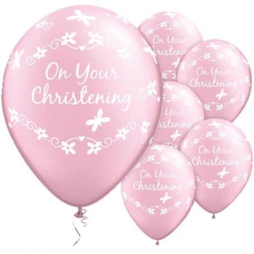 On Your Christening Pink Butterflies Balloons