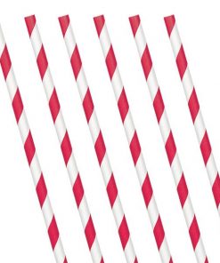 Red Stripe Paper Straws