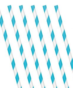 Turquoise Stripe Paper Straws