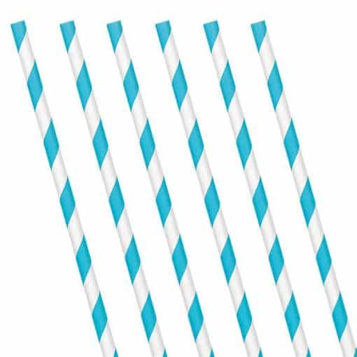 Turquoise Stripe Paper Straws