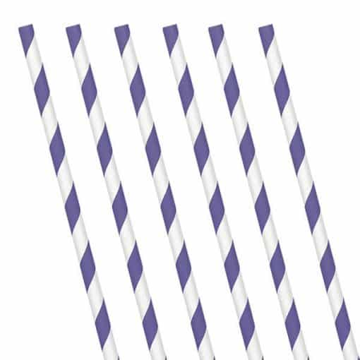 Purple Stripe Paper Straws