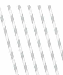 Silver Stripe Paper Straws