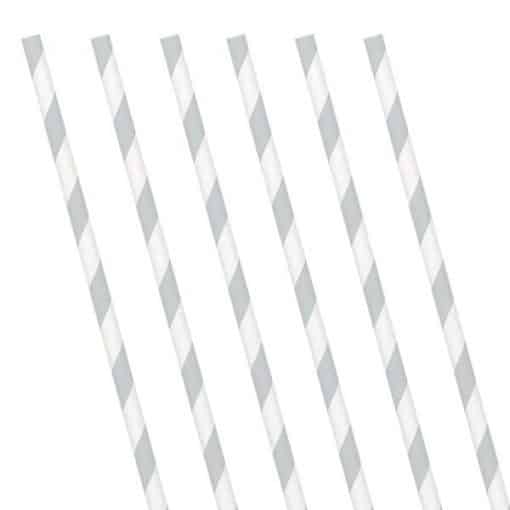 Silver Stripe Paper Straws