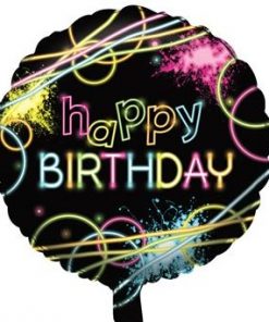 Glow In The Dark Party Happy Birthday Foil Balloon