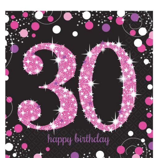 Pink Celebration Party Age 30 Paper Napkins