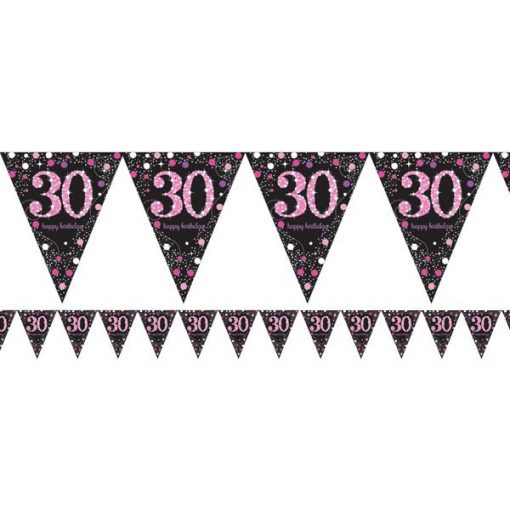 Pink Celebration Party Age 30 Prismatic Foil Bunting