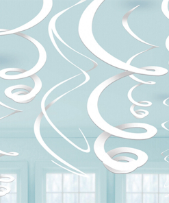 White Hanging Swirls Party Decoration