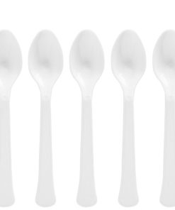 White Reusable Plastic Spoons