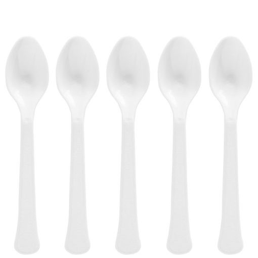 White Reusable Plastic Spoons