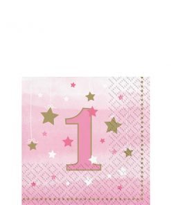 One Little Star Girl Party 1st Birthday Napkins