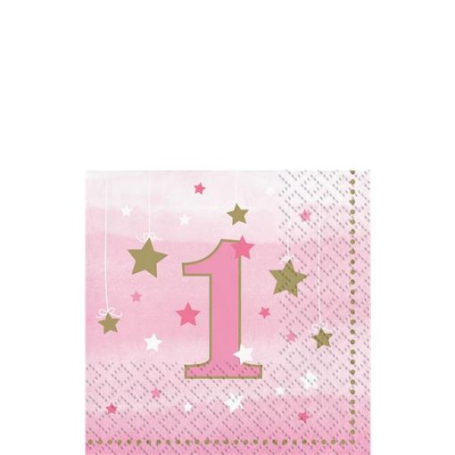 One Little Star Girl Party 1st Birthday Napkins