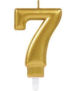 Number 7 Gold Metallic Candle