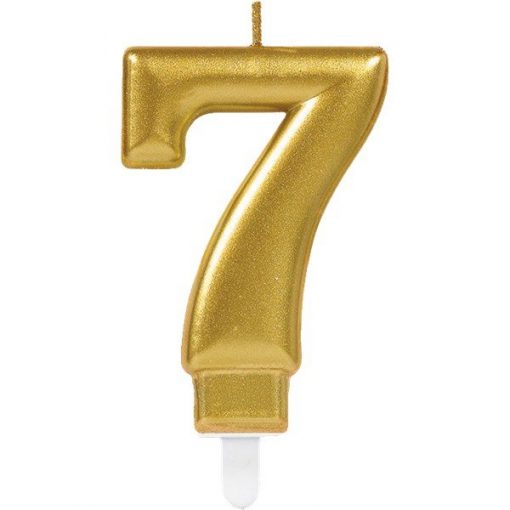 Number 7 Gold Metallic Candle