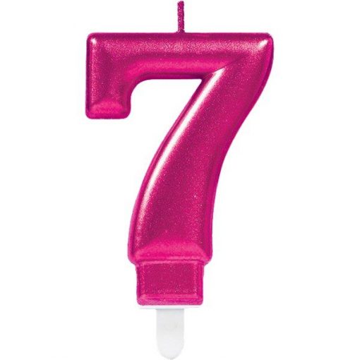 Number 7 Pink Metallic Candle
