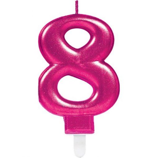 Number 8 Pink Metallic Candle