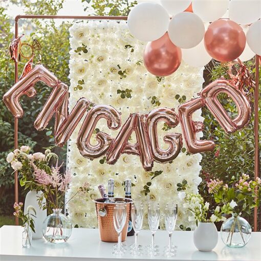 Engaged Rose Gold Balloon Bunting