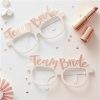 Team Bride Pink & Rose Gold Hen Party Novelty Glasses