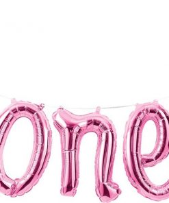 Age One Pink Phrase Balloon Bunting