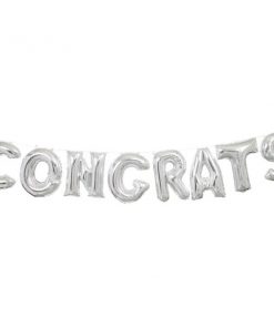 Congrats Silver Phrase Balloon Bunting