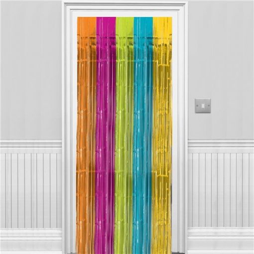 Multi Coloured Metallic Fringed Door Curtain