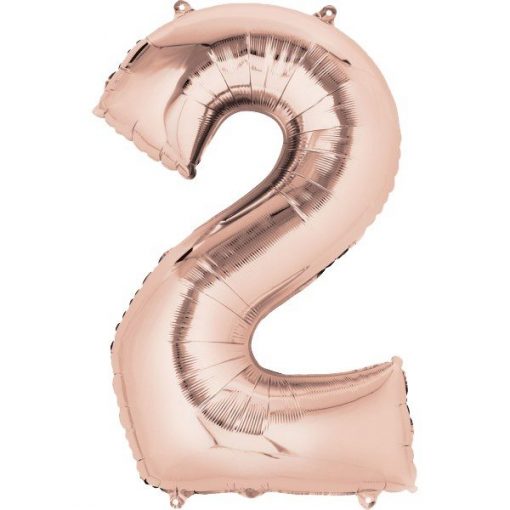 Rose Gold Number 2 Foil Balloons