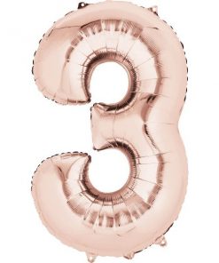 Rose Gold Number 3 Foil Balloons