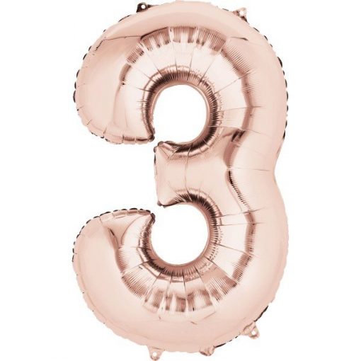 Rose Gold Number 3 Foil Balloons