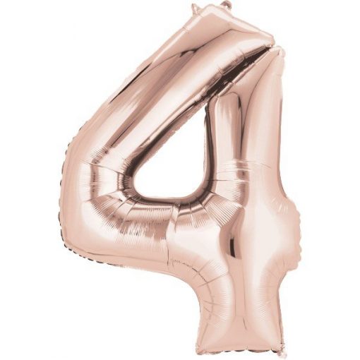 Rose Gold Number 4 Foil Balloons