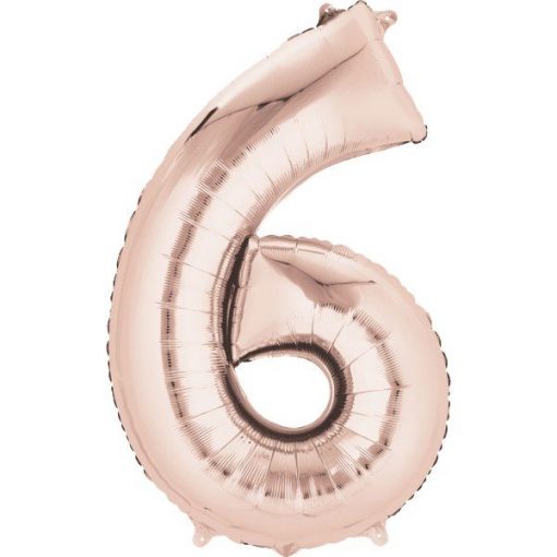 Rose Gold Number 6 Foil Balloons