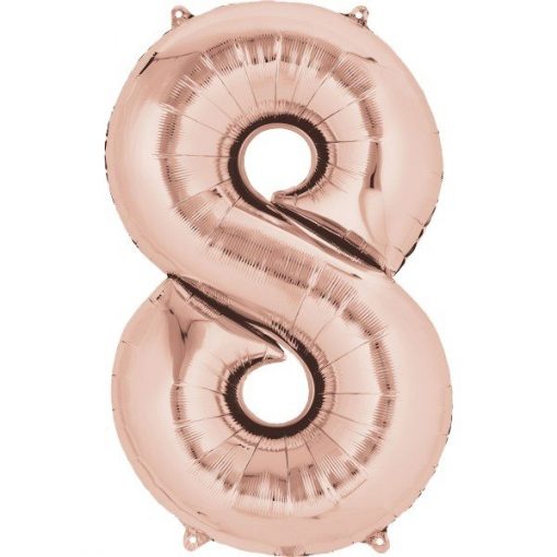 Rose Gold Number 8 Foil Balloons