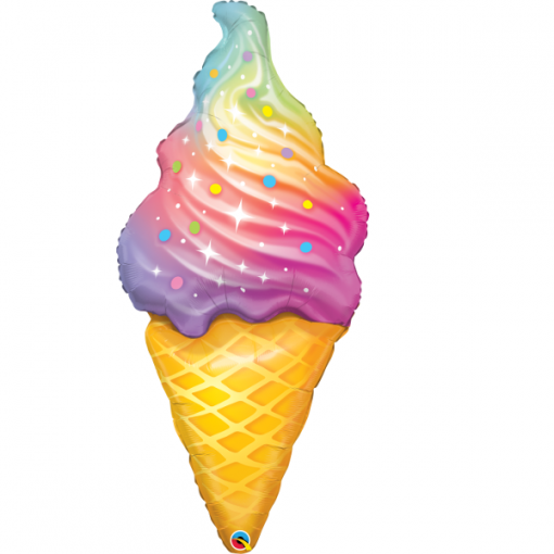 Rainbow Swirl Ice Cream Giant Foil Balloon