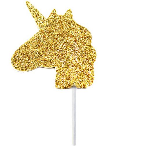 Unicorn Gold Glitter Cake Topper - 3.5cm