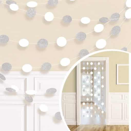 White Glitter Hanging String Decorations