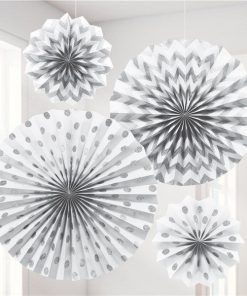 White Paper Glitter Fan Decorations