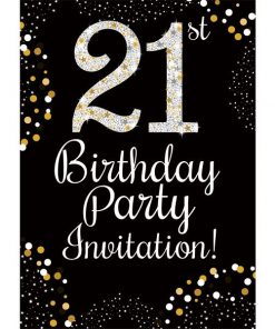 21st Birthday Gold Invitation Cards