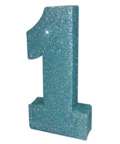 Age 1 Baby Blue Glitter Table Decoration