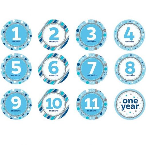 Blue & Silver Glitter Monthly Milestone Stickers