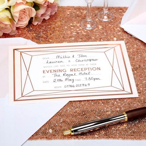 Geo Blush Wedding Evening Invitation Cards