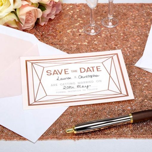 Geo Blush Wedding ''Save The Date'' Cards