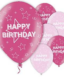 Happy Birthday Fuchsia & Pink Printed Balloons