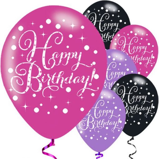 Happy 21st Birthday Pink Printed Latex Balloons
