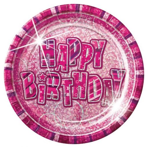 Happy Birthday Pink Party Paper Plates