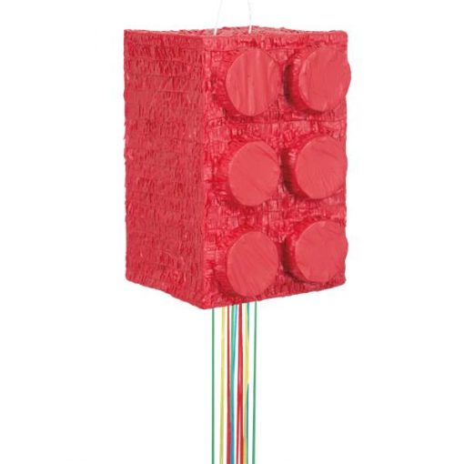 Lego Party Red Building Block 3D Pull Pinata