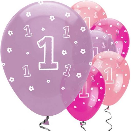 One is Fun Girl Party Printed Latex Balloons